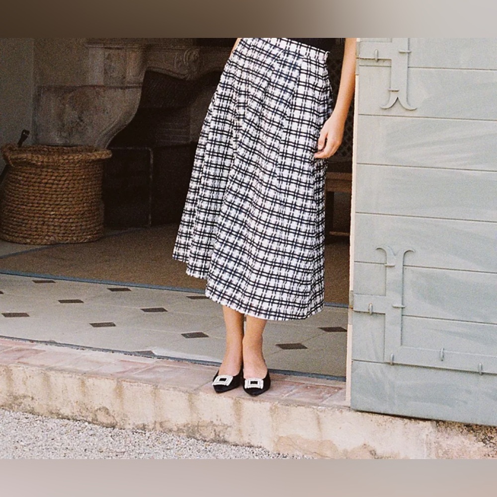Anthropologie Maeve Plaid Circle Midi Skirt